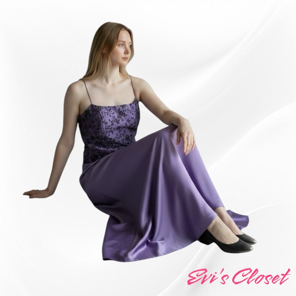 Vintage 90's Y2K Nightway Purple Sz 10 2 Piece Prom Dress Gothic Fairy Vampy